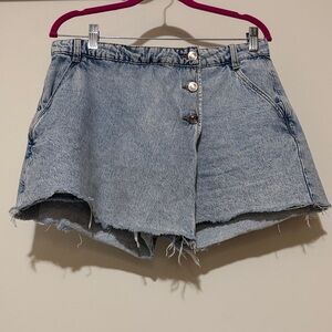 Zara Light Blue Jean Skort L